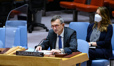 SRSG Perthes briefing the Security Council